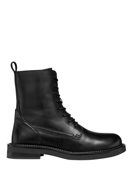 Geox Serilda Leather Biker Boots, Black, Black