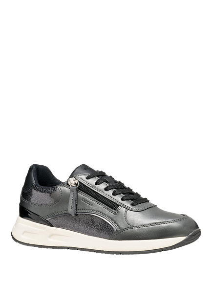 Geox Bulmya Zip Detail Lace Up Trainers, Graphite/Black - view 2, Graphite/Black