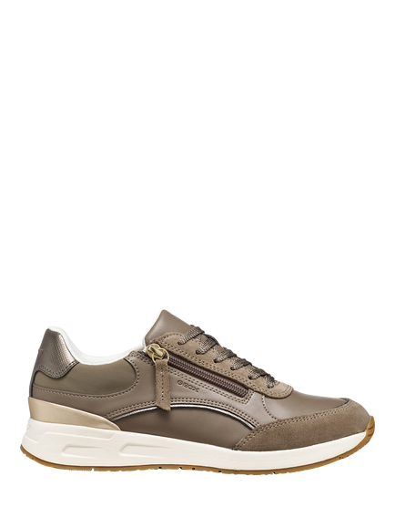 Geox Bulmya Zip Detail Lace Up Trainers, Dove Grey, Dove Grey