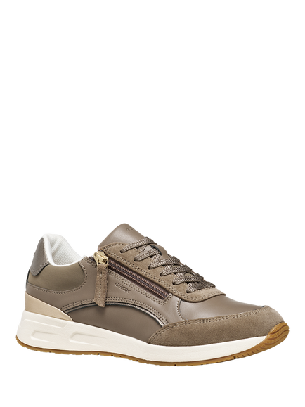 Geox Bulmya Zip Detail Lace Up Trainers, Dove Grey - view 2, Dove Grey