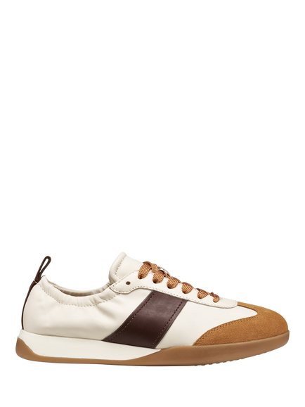 Geox Maryemy Leather Blend Lace Up Trainers, Light Grey/Mahogany, Light Grey/Mahogany
