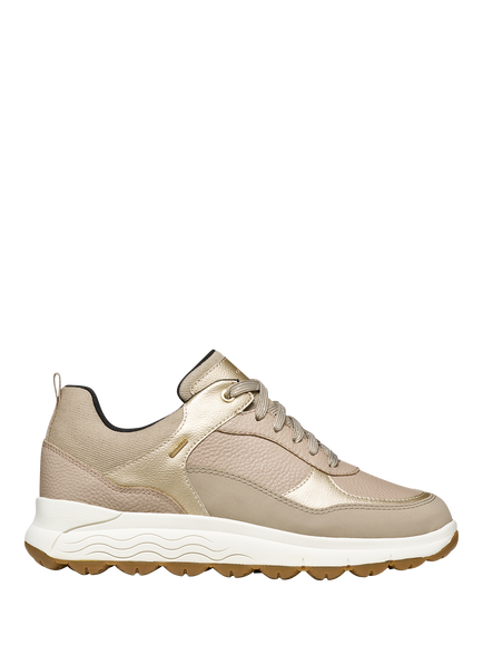 Geox Spherica 4X4 ABX Waterproof Lace Up Trainers, Beige/Light Gold, Beige/Light Gold
