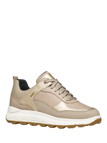 Geox Spherica 4X4 ABX Waterproof Lace Up Trainers, Beige/Light Gold - view 2, Beige/Light Gold
