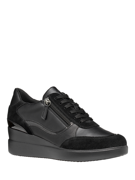 Geox Stardust Plus Wedge Heel Zip Trainers, Black - view 2, Black