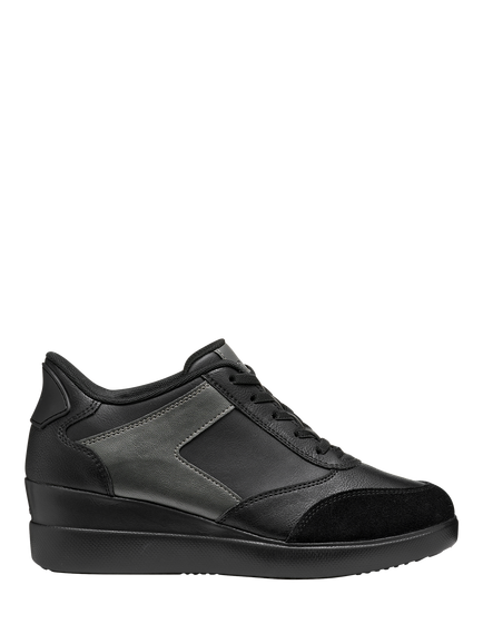 Geox Stardust Plus Wedge Heel Trainers, Black, Black