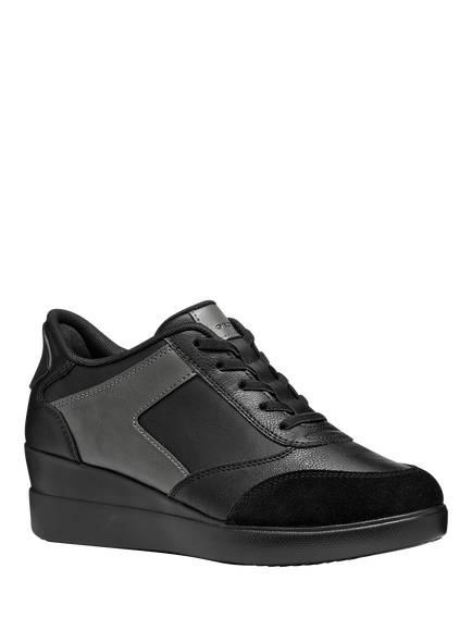 Geox Stardust Plus Wedge Heel Trainers, Black - view 2, Black