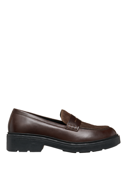 Geox Swelen Leather Penny Loafers, Brown, Brown