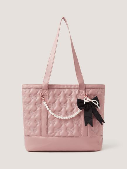 Monsoon Kids' Bow Charm Tote Bag, Pink, Pink
