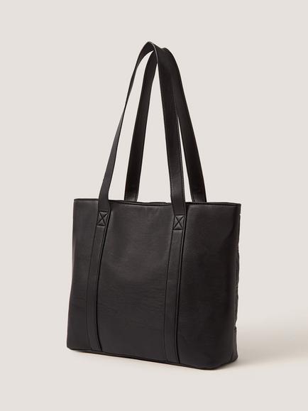 Monsoon Kids' Quilted Bow Tote Bag, Black - view 2, Black