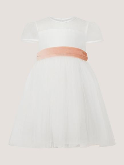 Monsoon Baby Short Sleeve Tulle Dress, Ivory - view 2, Ivory