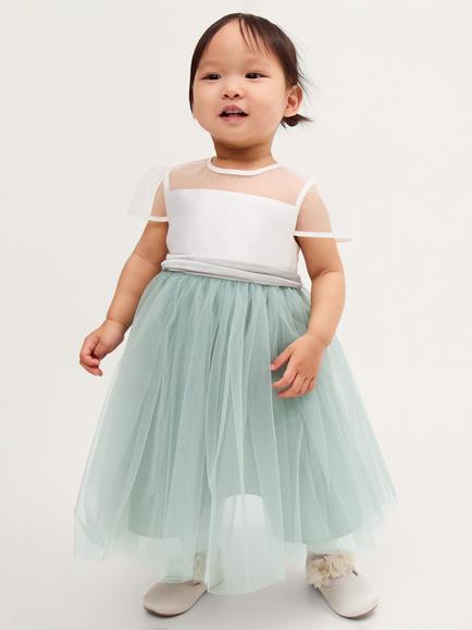 Monsoon Baby Short Sleeve Tulle Dress, Sage, Sage