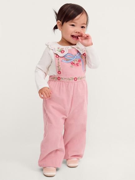 Monsoon Baby Top and Dungaree Set, Pink, Pink