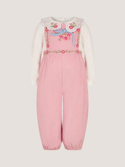 Monsoon Baby Top and Dungaree Set, Pink - view 2, Pink