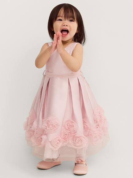 Monsoon Baby Sleeveless Rose Applique Dress, Dusky Pink, Dusky Pink