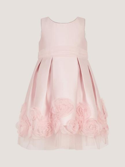 Monsoon Baby Sleeveless Rose Applique Dress, Dusky Pink - view 2, Dusky Pink