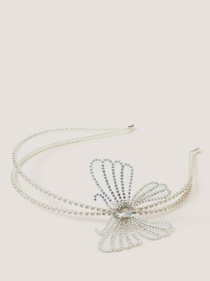 Monsoon Kids' Diamante Butterfly Headband, Silver, Silver