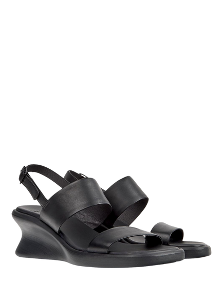 Camper Louise Leather Wedge Heel Strappy Sandals, Black - view 2, Black