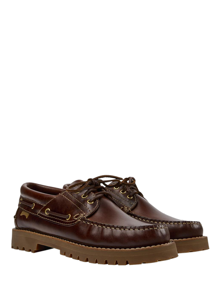 Camper Nautico Leather Boat Shoes, Brown - view 2, Brown