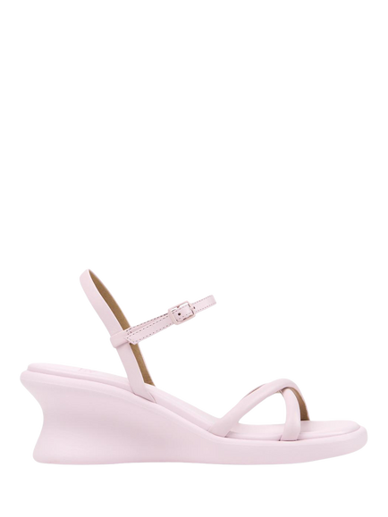 Camper Louise Leather Wedge Heel Strappy Sandals, Pink, Pink