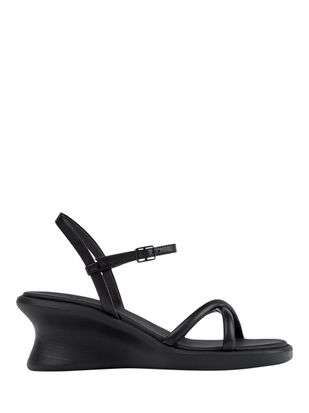 Camper Louise Leather Wedge Heel Strappy Sandals, Black, Black