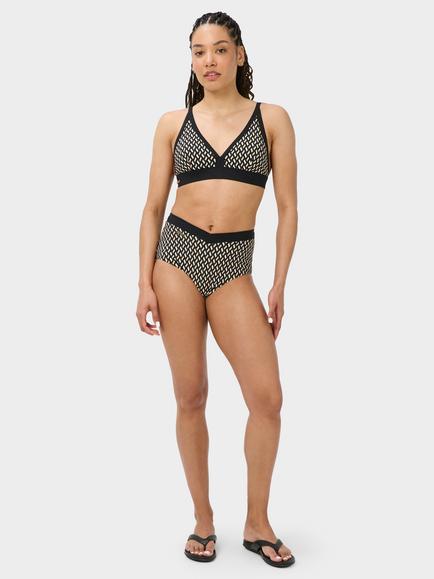 Sweaty Betty Geometric Wrap Front High Waist Bikini Briefs, Beige