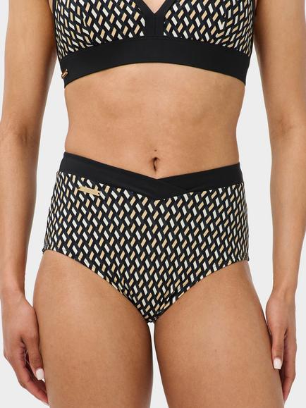 Sweaty Betty Geometric Wrap Front High Waist Bikini Briefs - view 2, Beige