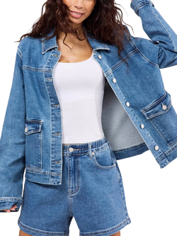 Lovall Oversized Denim Jacket, Mid Blue, Mid Blue