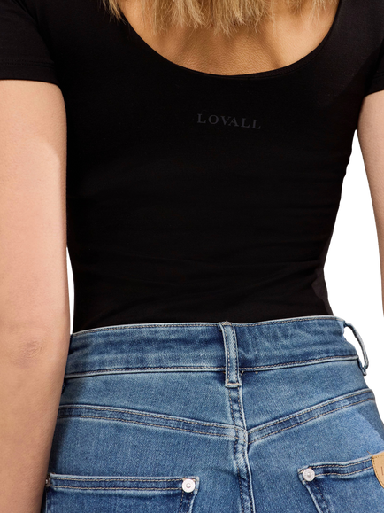 Lovall Ultimate Everyday Scoop Neck Bodysuit, Black - view 2, Black