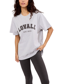 Lovall Graphic Varsity T-Shirt, Light Grey Marl, Light Grey Marl