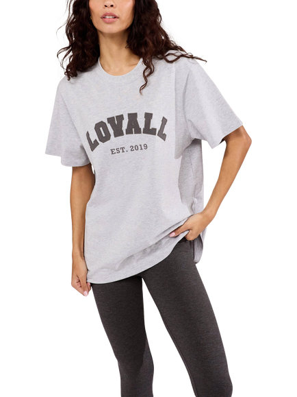 Lovall Graphic Varsity T-Shirt, Light Grey Marl, Light Grey Marl