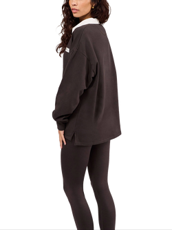 Lovall Cotton Oversized Draped Polo Top, Black Coffee - view 2, Black Coffee