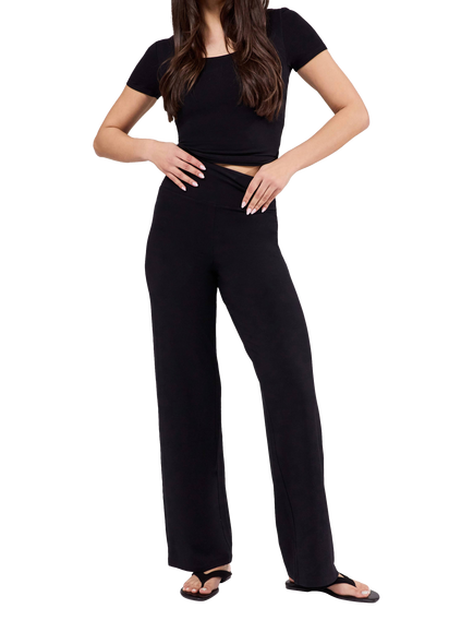Lovall Tall Lightweight Wide Leg Trousers, Black