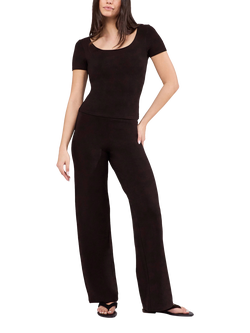 Lovall Tall Lightweight Wide Leg Trousers, Black Coffee