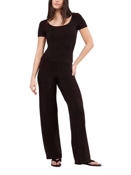 Lovall Tall Lightweight Wide Leg Trousers, Black Coffee