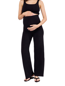 Lovall Maternity Lightweight Wide Leg Trousers, Black, Black