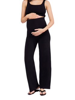 Lovall Maternity Petite Lightweight Wide Leg Trousers, Black, Black