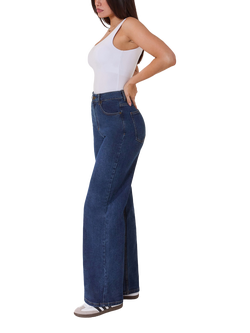 Lovall High Waisted Wide Leg Jeans - view 2, Dark Blue