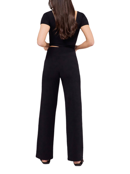Lovall Petite Lightweight Wide Leg Trousers, Black - view 2, Black