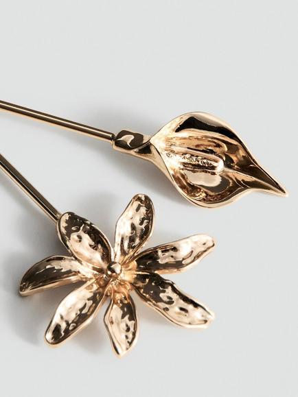 Mango Gold Toned Floral Hair Pins, Set of 2, Gold, Gold