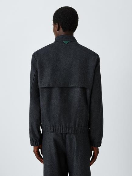 John Lewis x clothsurgeon Barberis Italian Wool Flannel Stand Collar Jacket, Charcoal, Charcoal - view 2, Charcoal