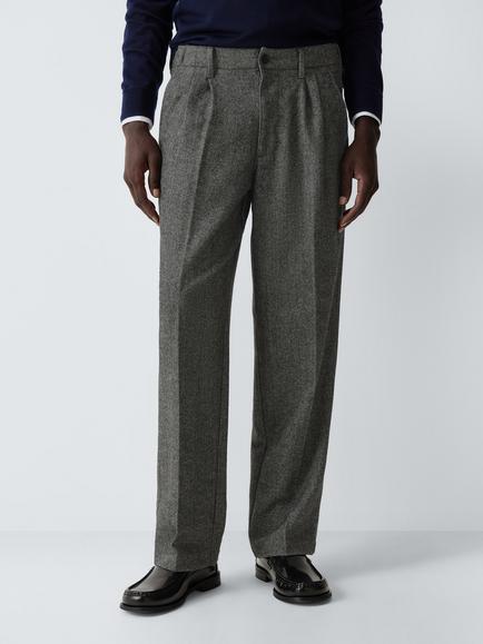 John Lewis Vintage Herringbone Trousers, Charcoal