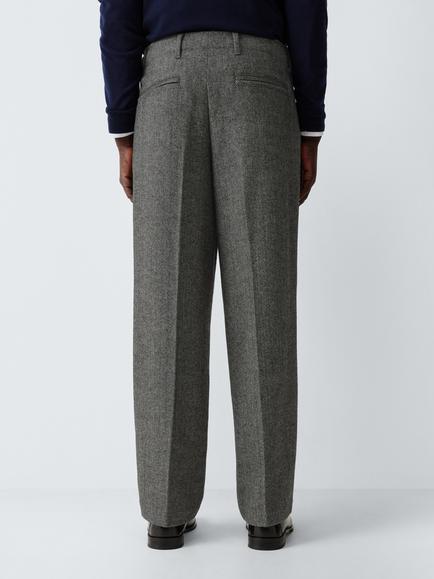 John Lewis Vintage Herringbone Trousers - view 2, Charcoal