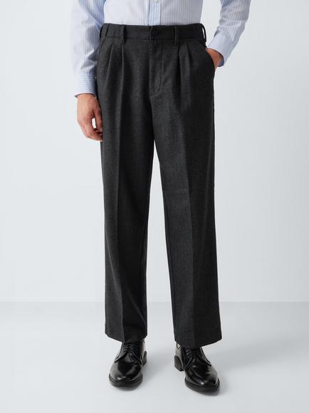 John Lewis Vintage Herringbone Trousers, Navy/Gry