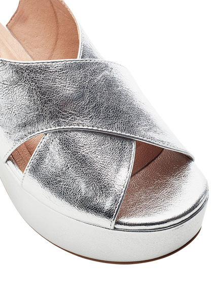 Moda in Pelle Nakara Chunky Platform Sandals, Silver - view 2, Silver