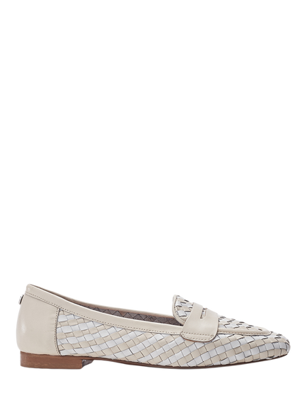 Moda in Pelle Folia Woven Leather Loafers, Off White, Off White