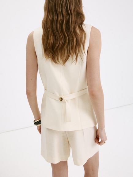 Mango Sleeveless Waistcoat, Raw - view 2, Raw