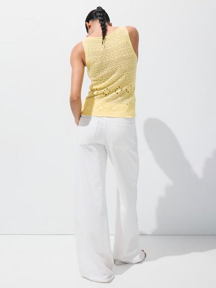 Mango Cotton Sleeveless Crochet Cami - view 2, Yellow