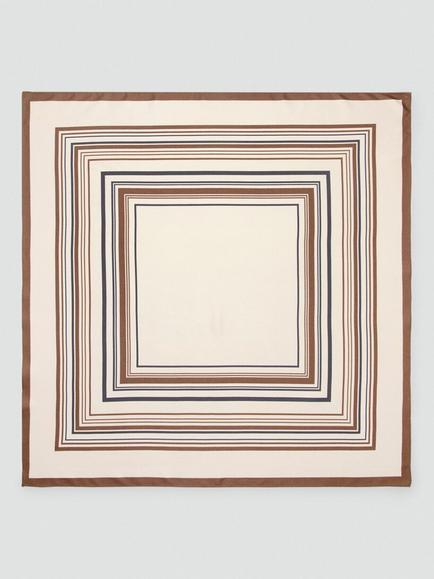 Mango Lightweight Geometric Square Scarf, Beige, Beige