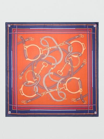 Mango Lightweight Printed Square Scarf, Orange, Orange