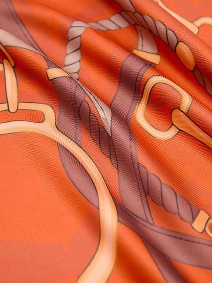 Mango Lightweight Printed Square Scarf, Orange - view 2, Orange